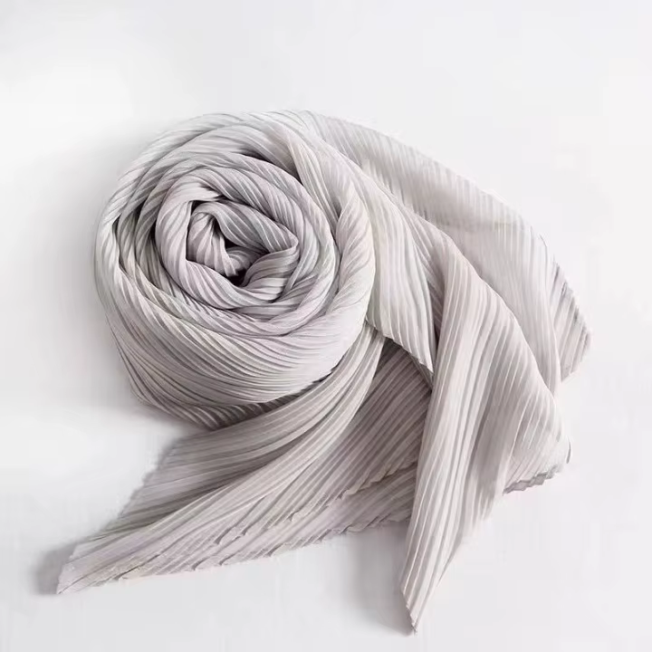 Miyake – écharpe plissée pour femmes, nouvelle couleur unie, à la mode, polyvalente, chaude et prote