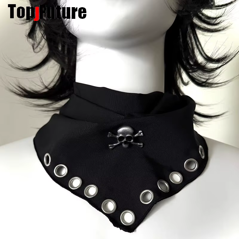 Cache-cou unisexe d'été, motif crâne steampunk, accessoires de cou gothiques, design unique, noir, s