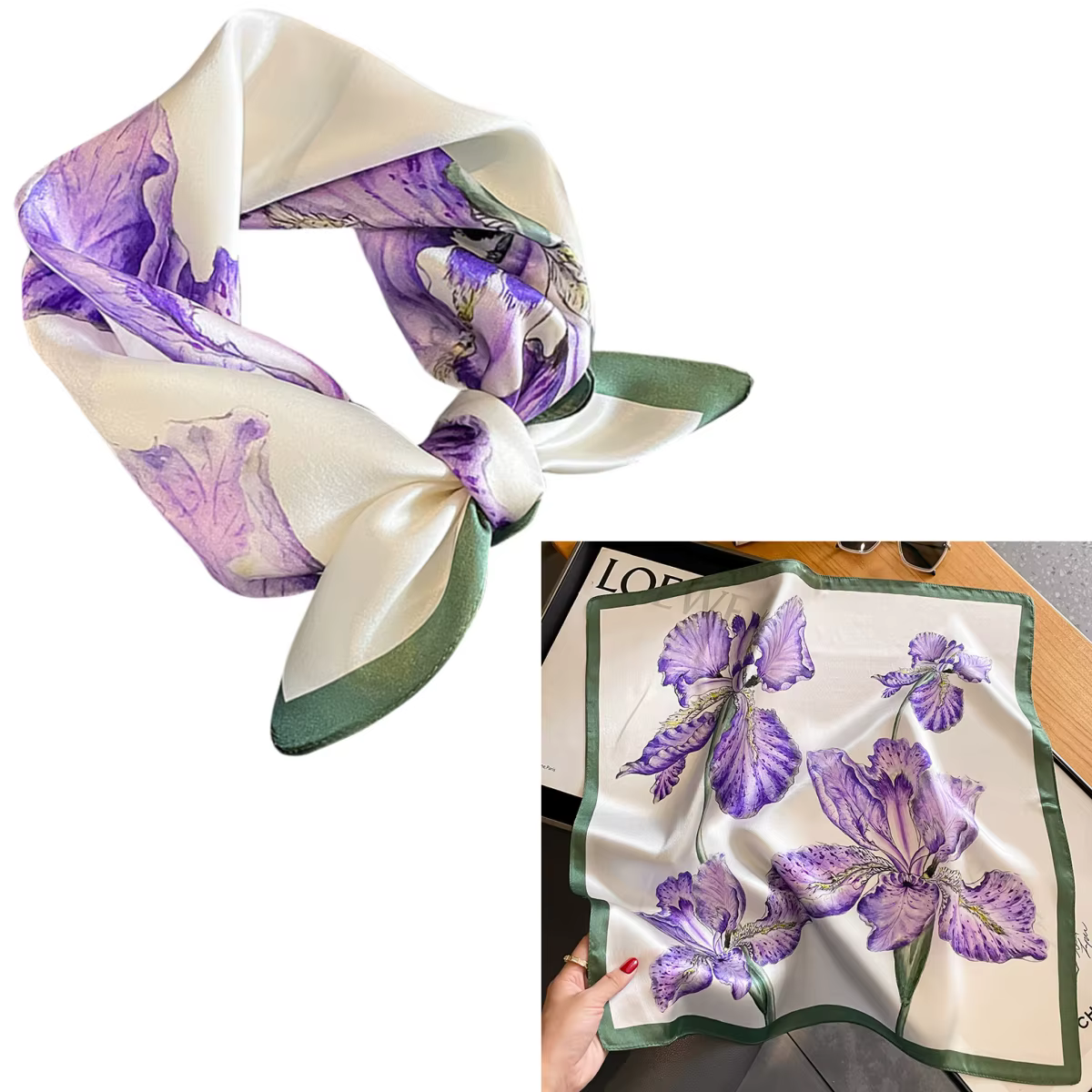 Foulard de Luxe en Forme de Mûrier pour Femme, Hijab de 53cm, 100% Authentique, de Marque, pour Saun