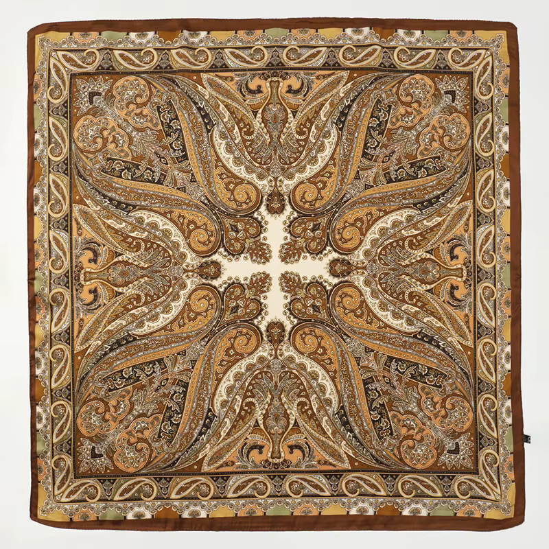 Foulard carré imprimé de style bohème pour femmes, châles en satin, écharpes rondes de la présidence