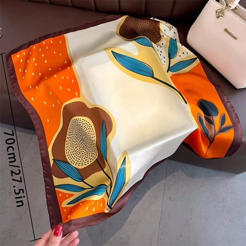 Foulard en soie imprimé à pois pour femmes, 70cm, imitation soie, élégant et polyvalent, sac à couvr