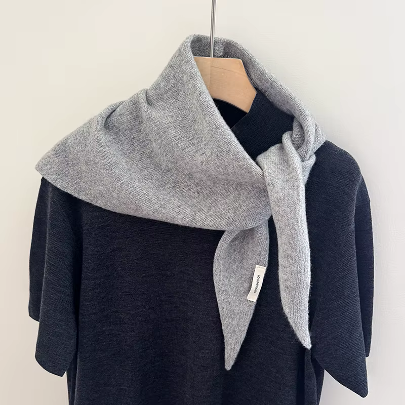 Écharpe tricotée 100% laine pour femme, écharpe chaude d'hiver, couleur unie brillante, châle épais,