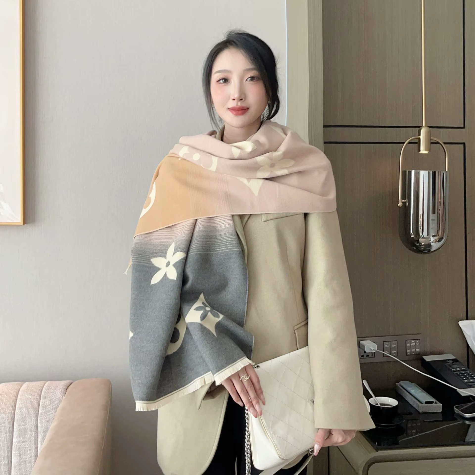Écharpe en cachemire pour femmes, nouveau Design Jacquard élégant, doux et chaud, châle à franges, c