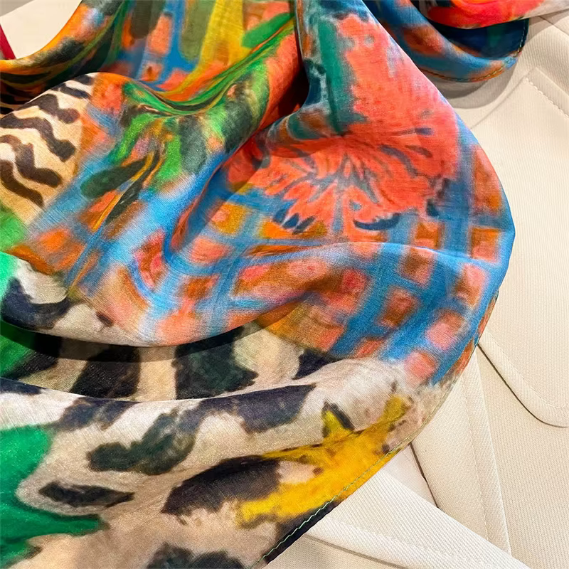 Foulard carré à fleurs de styliste pour femmes, 65cm, en soie véritable, châle de luxe en coton, imp