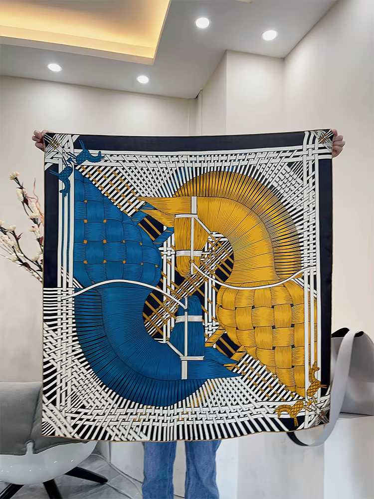 100% foulards en soie de mûrier de luxe concepteur ourlet roulé Bandannas foulards de cheval 90 cm c