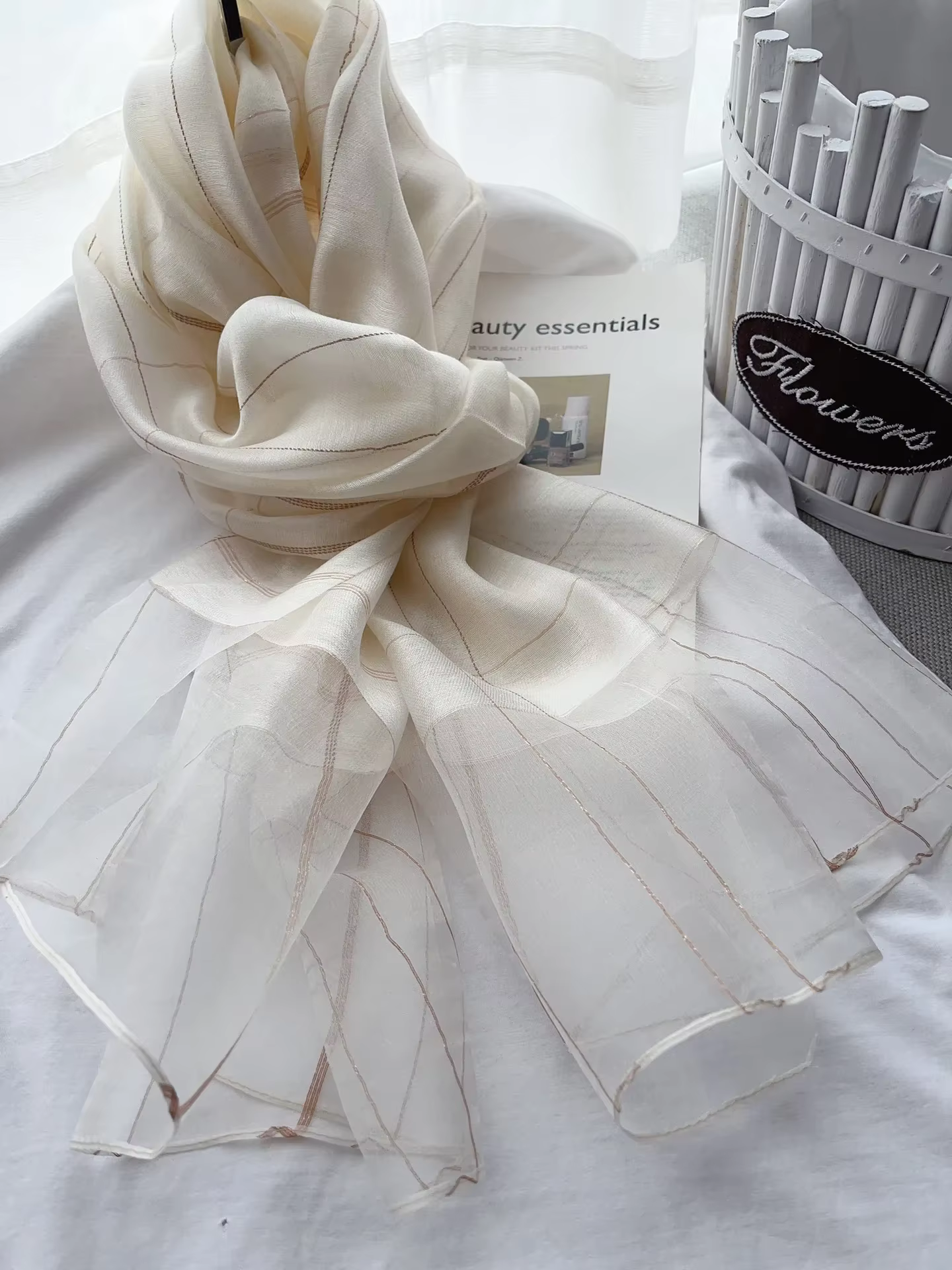 Écharpe longue en soie de mûrier pour femmes, châle léger printemps-automne, accessoire de luxe élég