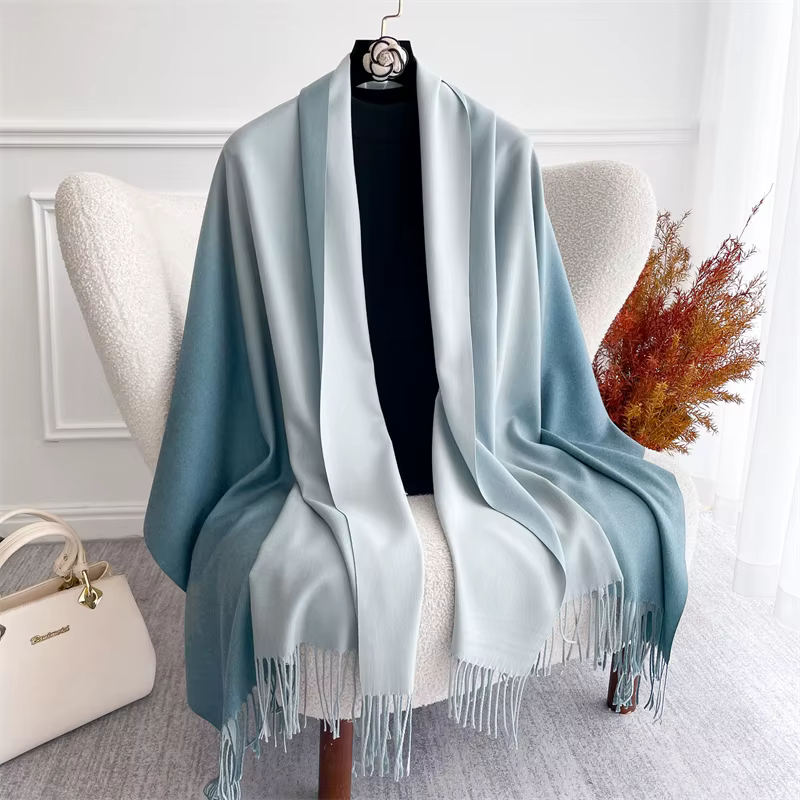 Écharpe de luxe en cachemire pour femme, mouchoir dégradé, Pashmina chaud, châle enveloppant, paréo