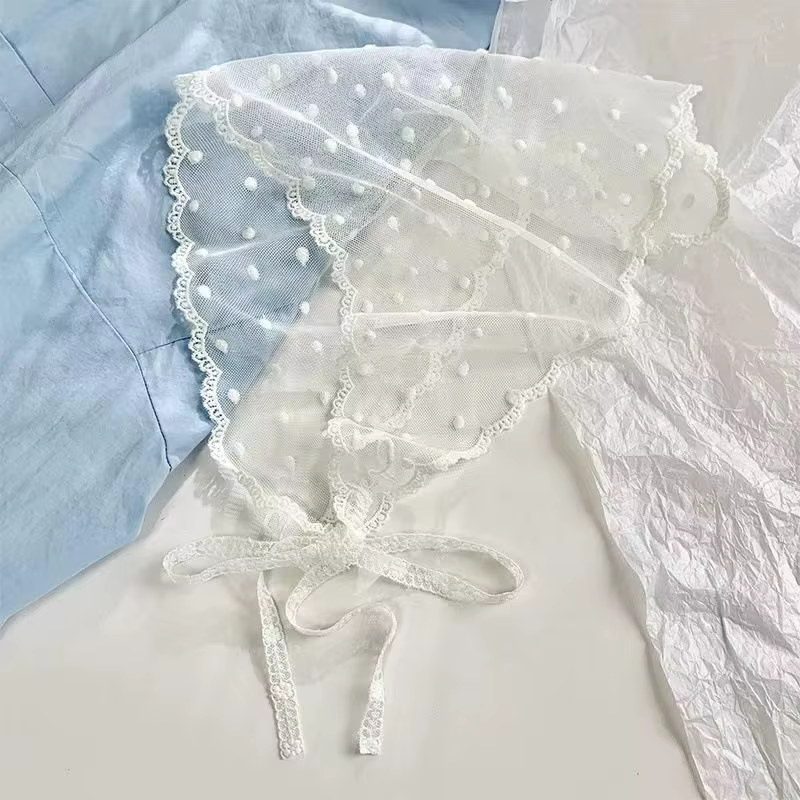 Écharpe en dentelle pour femmes, foulard blanc rétro à motif floral tissé, idéal pour les tenues boh