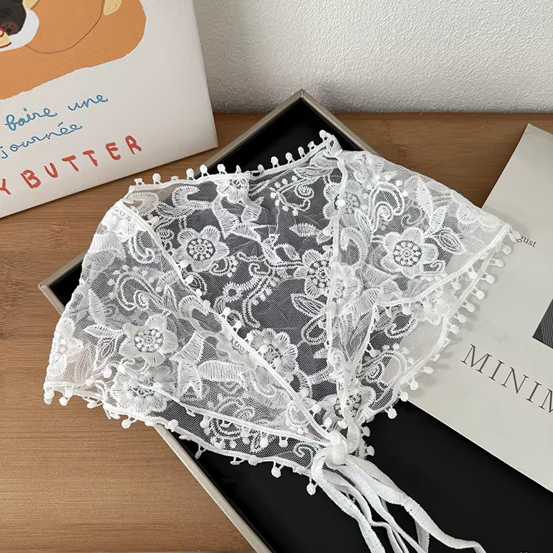 Nouveau foulard triangulaire en dentelle 2026 pour femme, style français, vintage, floral, accessoir
