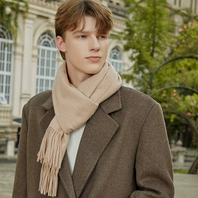 Écharpe en laine d'agneau automne hiver Style coréen atmosphère écharpe pour hommes couleur Pure nou