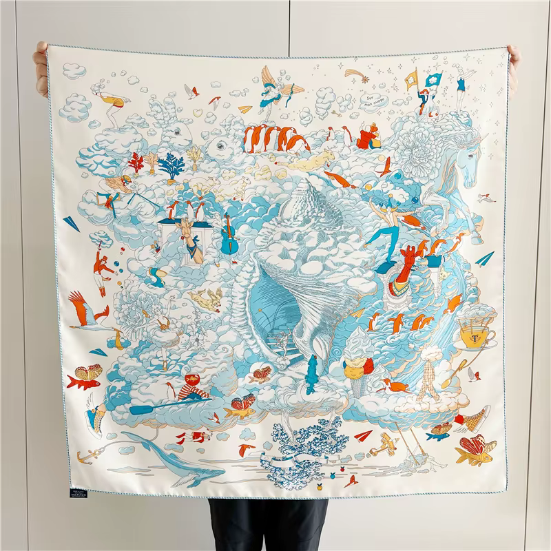 Écharpe en Soie Véritable 14 Momme 100% Qualité Supérieure, Hijab 90x90cm, Foulard Décontracté Doux