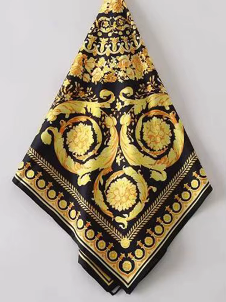 Écharpe en soie à motifs géométriques rétro multicolores, foulard carré tendance et polyvalent, peti