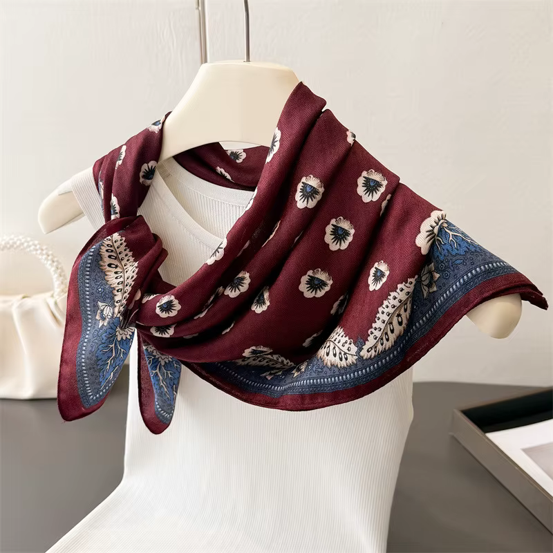 Écharpe carrée en coton et lin à chevrons, style été, en faux velours, châle, protection solaire, fo