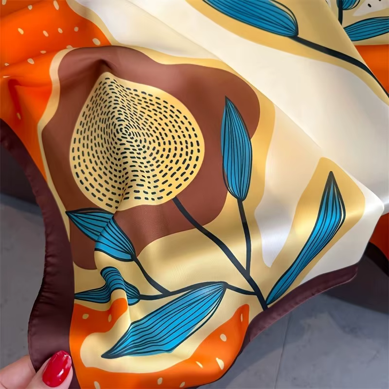 Foulard en soie imprimé à pois pour femmes, 70cm, imitation soie, élégant et polyvalent, sac à couvr