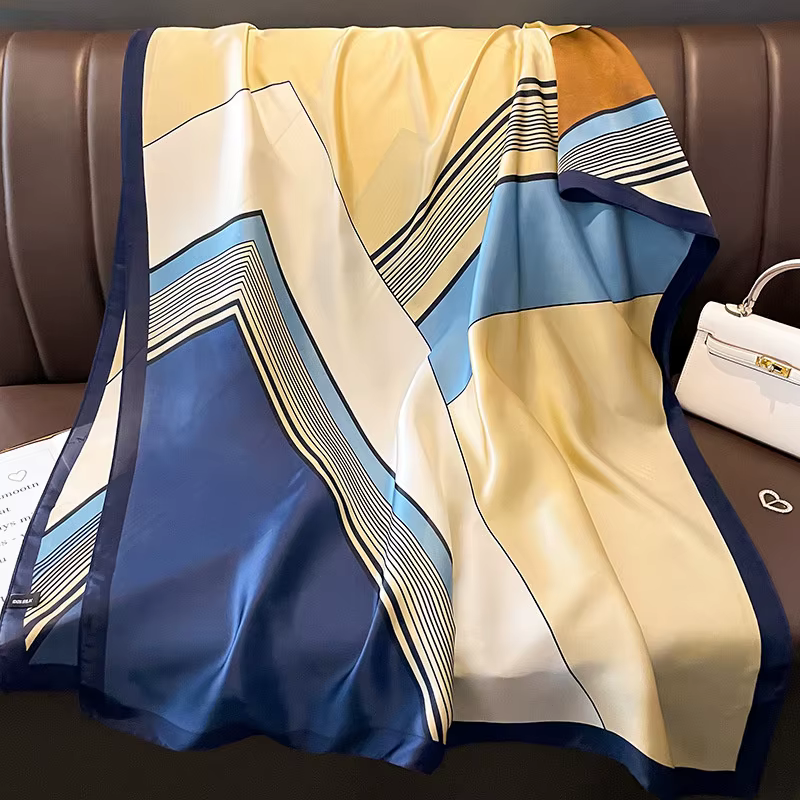 Foulard de Marque de Luxe pour Femme, Châle Rond et Doux, de Styliste Européen, Bandana de Plage, 18