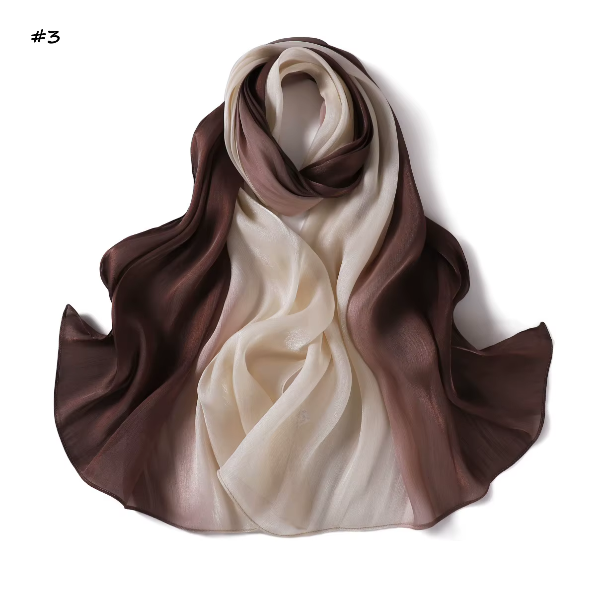 Foulard de luxe en Satin de soie, dégradé de couleur, brillant, lisse, froissé, châle, protection so