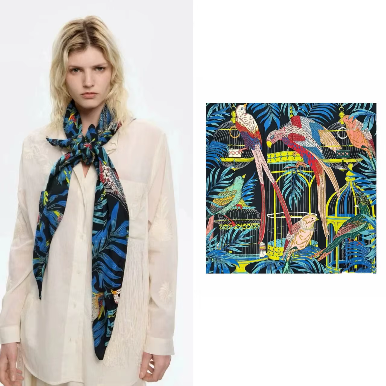 Écharpes en soie pour femme 	 à pois 	   Écharpe Graffiti Bandana, foulard carré tendance, 120cm x 1