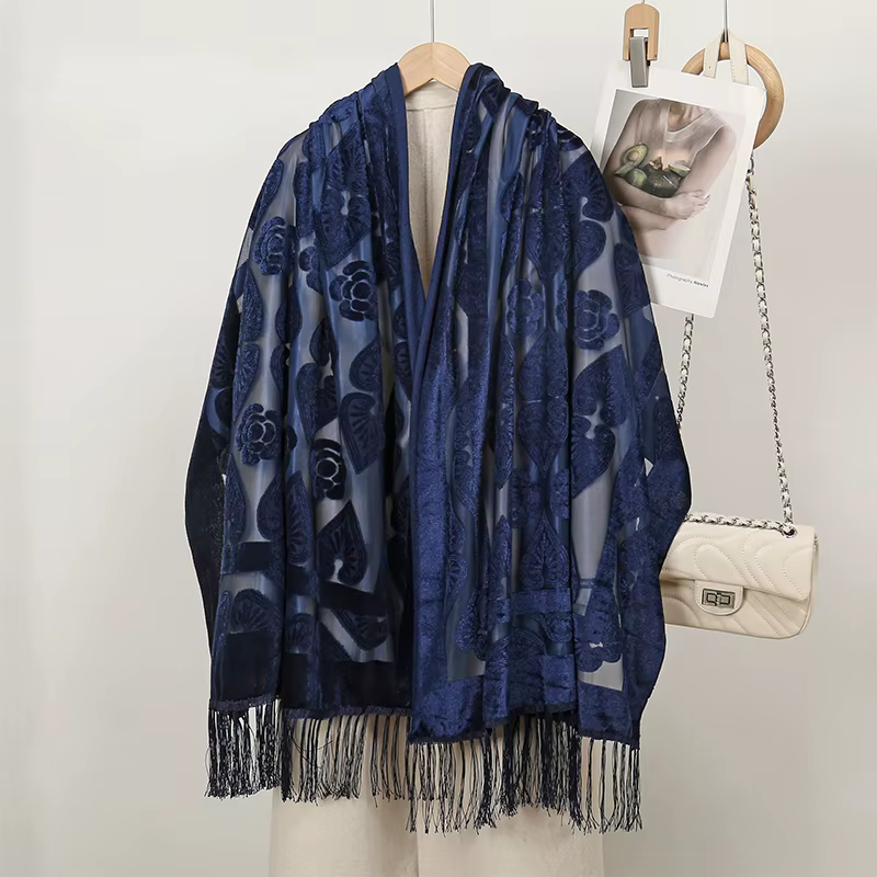 2025 nouvelle mode femmes coupe fleurs dentelle creuse dégradé fleur foulard en soie printemps châle