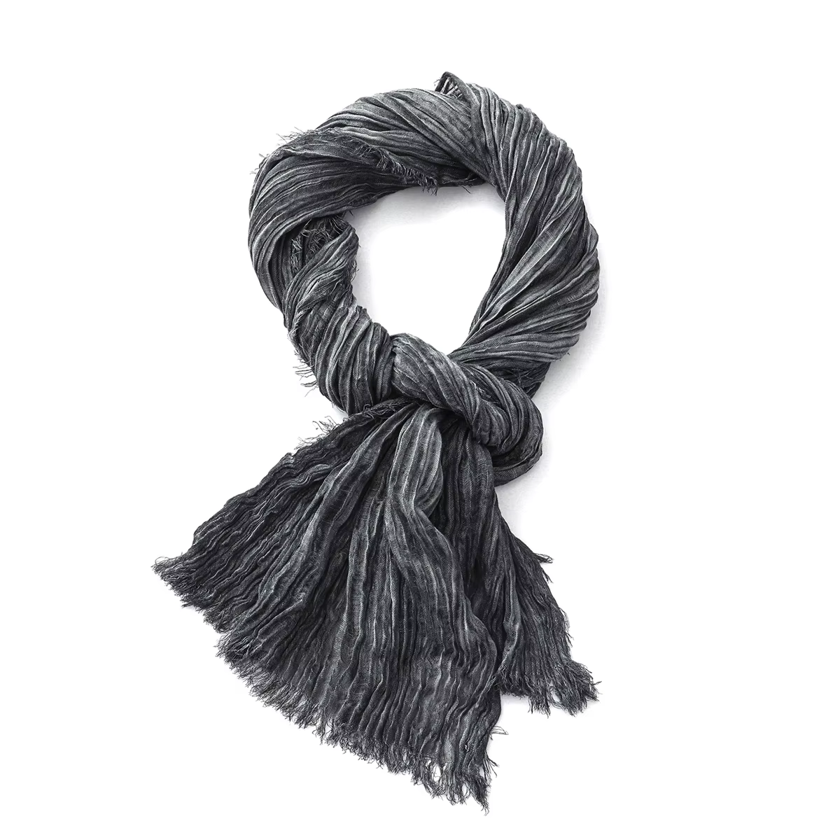 Écharpe en coton et lin froissé pour hommes et femmes, Pashmina doux et chaud, court à pampilles, ac