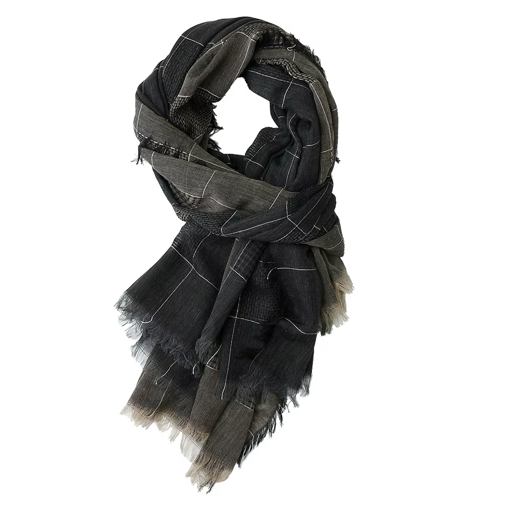 Coton lin hommes écharpe Patchwork écharpe pour hommes gland automne hiver longs hommes foulards mod
