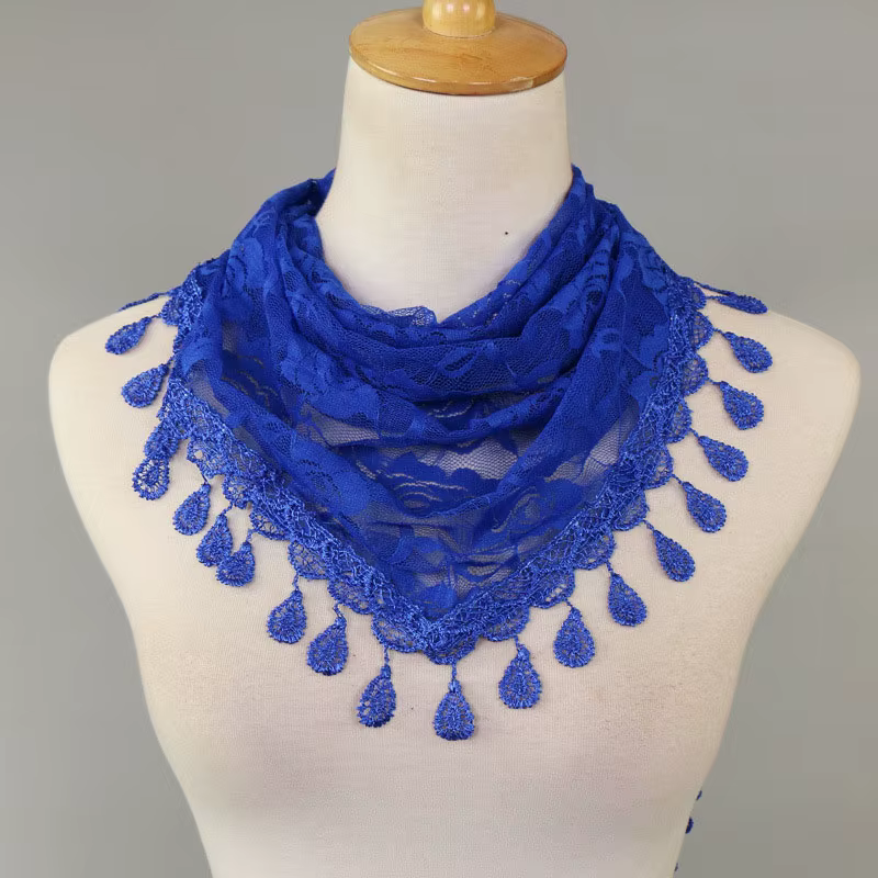 Femmes dentelle écharpe pour église gland Triangle écharpe pure foulards floraux église prière châle