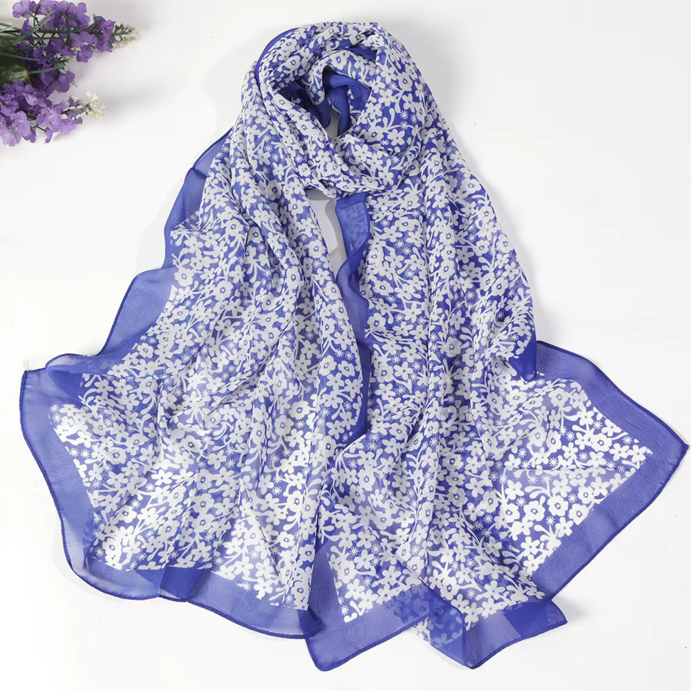Foulard en mousseline de soie pour femmes, petite fleur, élégant, Bandana, pour voyage d'été, protec