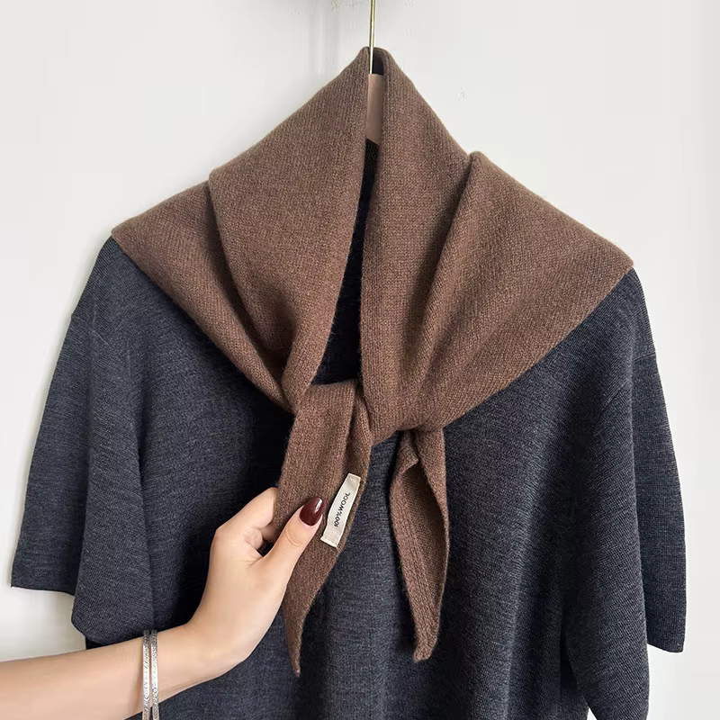 100% laine hiver écharpe pour femmes chaud triangle tricot foulards Hijab solide dame châle envelopp