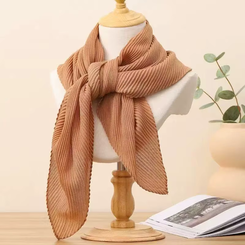 Nouveau foulard en coton et lin de couleur Pure 90 foulard carré plié fin polyvalent femmes automne 