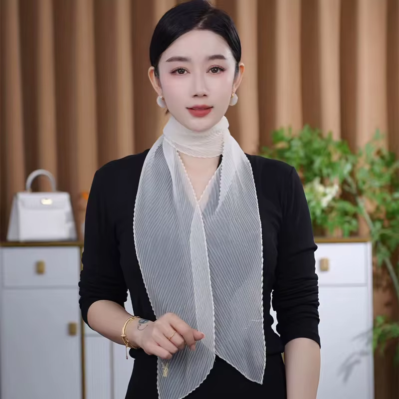 Écharpe plissée couleur bonbon pour femme Printemps-Été 2026, longue, protection du cou, enveloppant