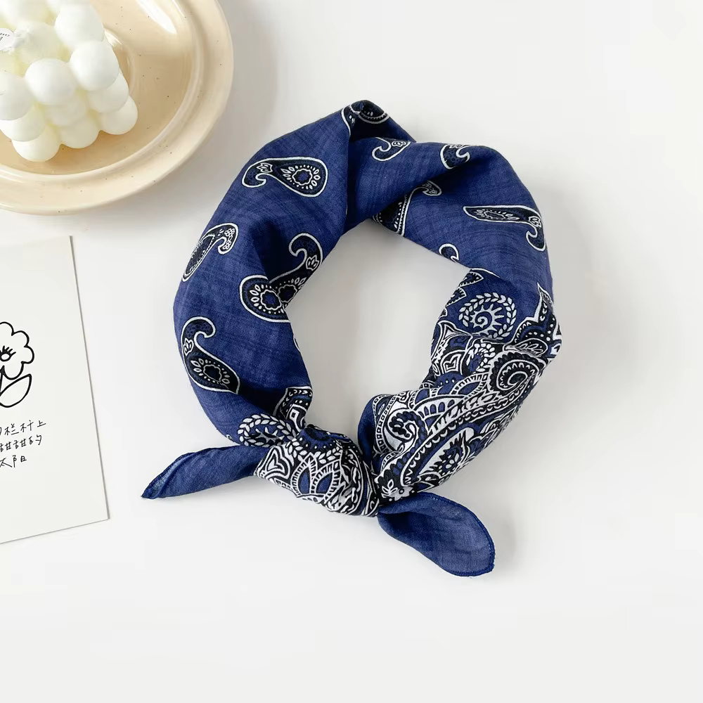 Foulard carré en coton riche pour femmes, 1 pièce, foulard d'été imprimé numérique, polyvalent, lége