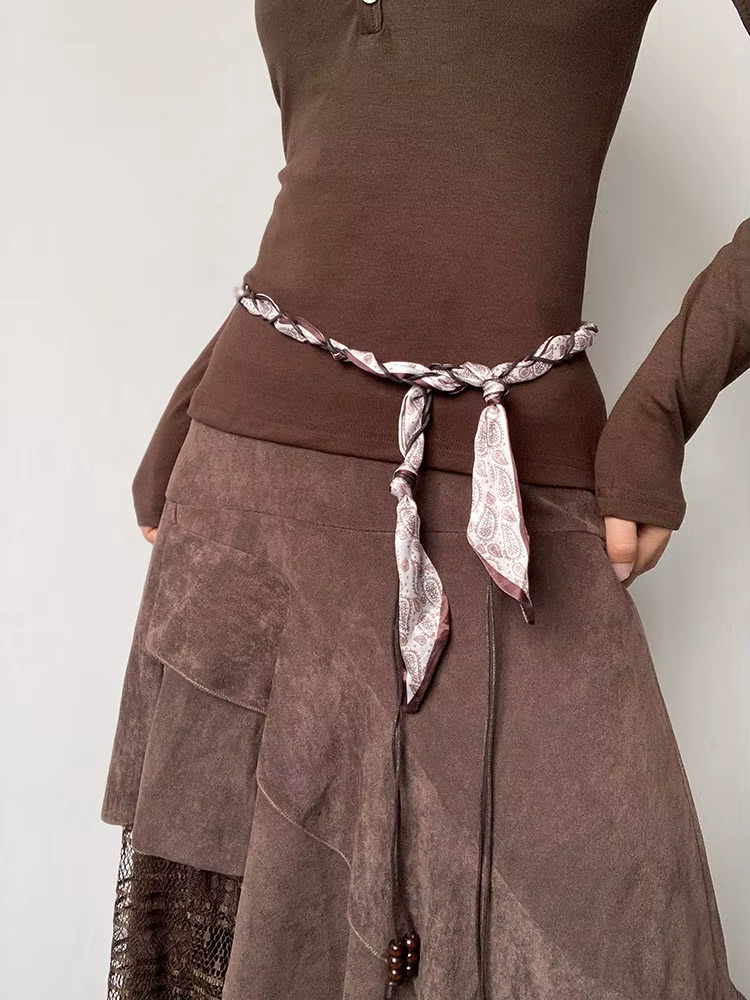 1 ceinture écharpe tressée style bohème, parfaite pour les robes, les jupes et les tenues décontract