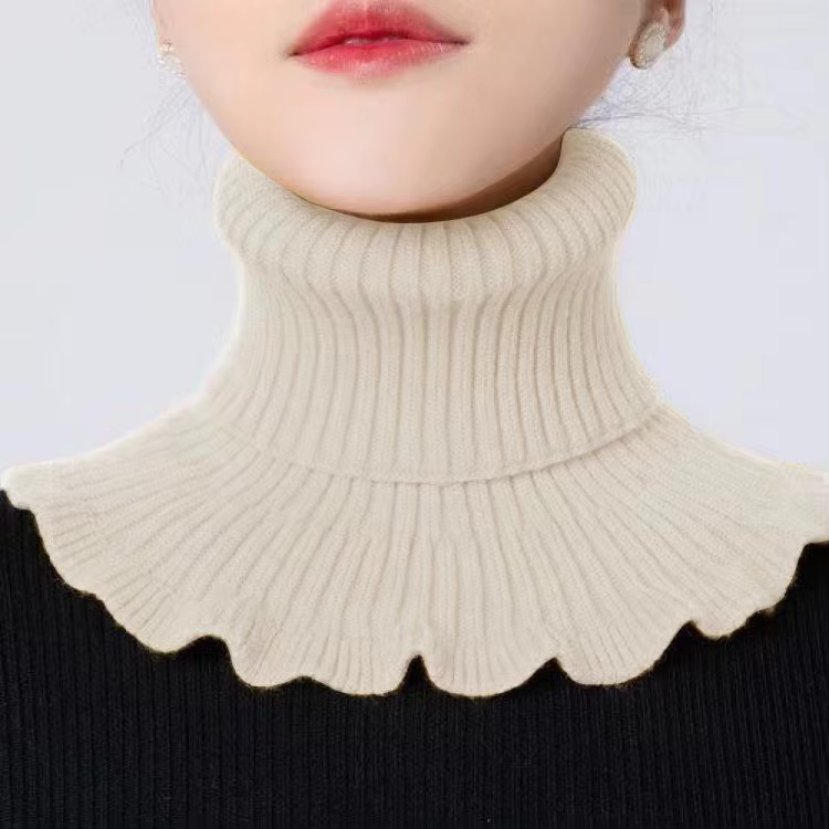 Écharpe tricotée en laine avec faux col pour femme, petit châle, pull chaud, Protection du cou, épau