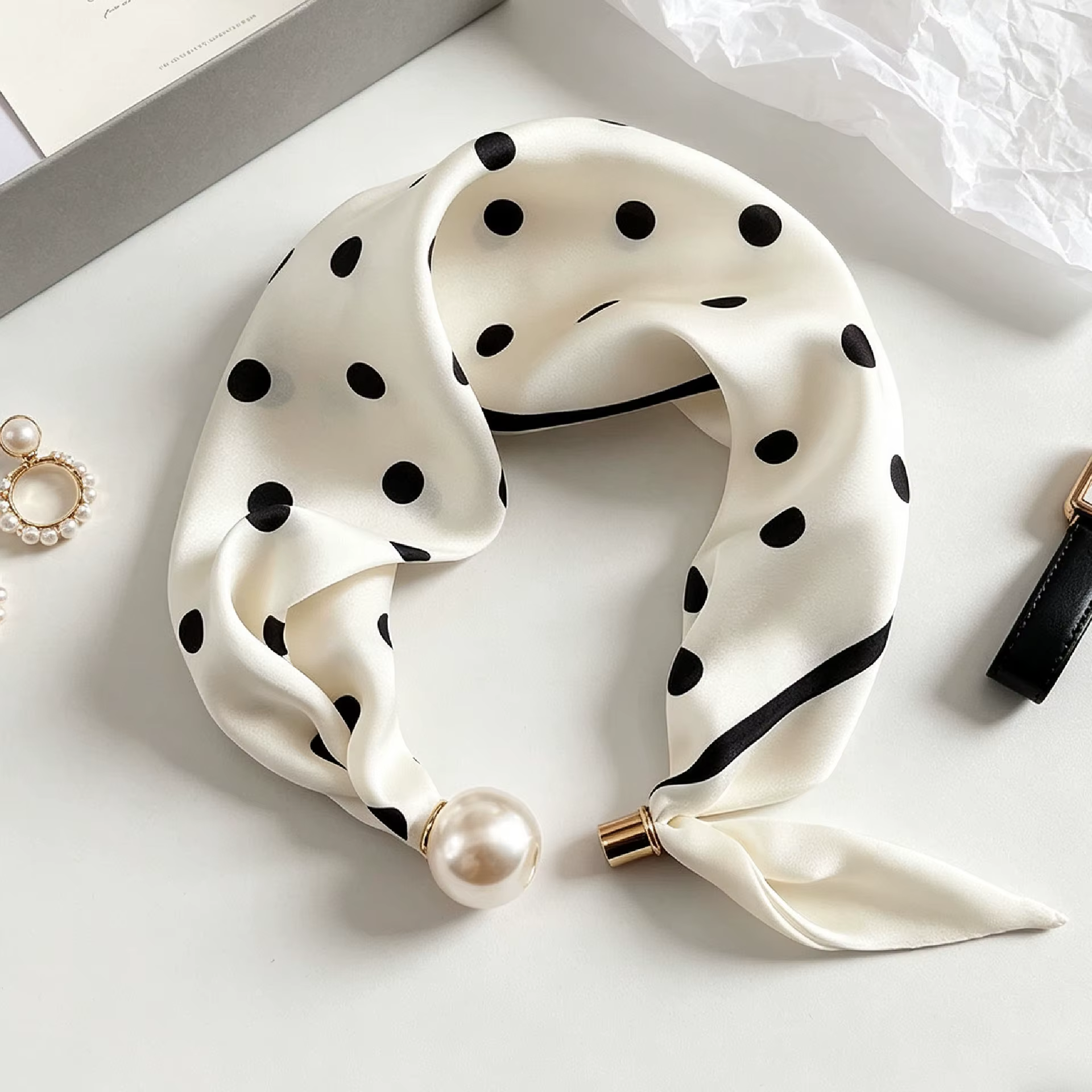 Écharpes élégantes et chics à rayures perlées pour femmes, avec boucle magnétique pratique, accessoi