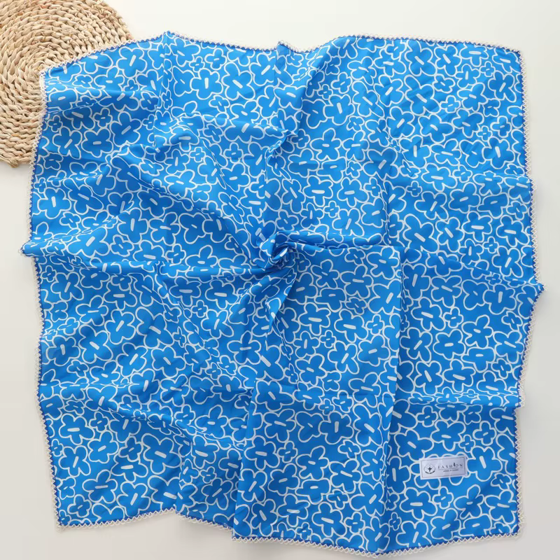 Petite serviette carrée florale 100% coton pour femmes, rétro français, nouvelle série de décoration