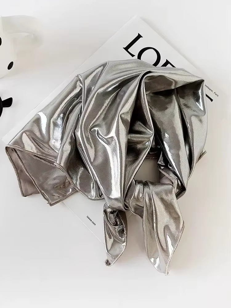 Nouveau Y2K liquide argent cheveux écharpe enveloppement doux polyvalent bandeau Bandanas femmes été