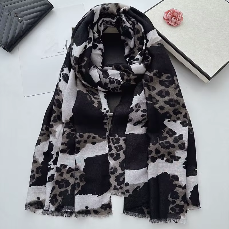 Écharpe sexy imprimé léopard pour femme, mélange de viscose douce, enveloppe décontractée, style vin