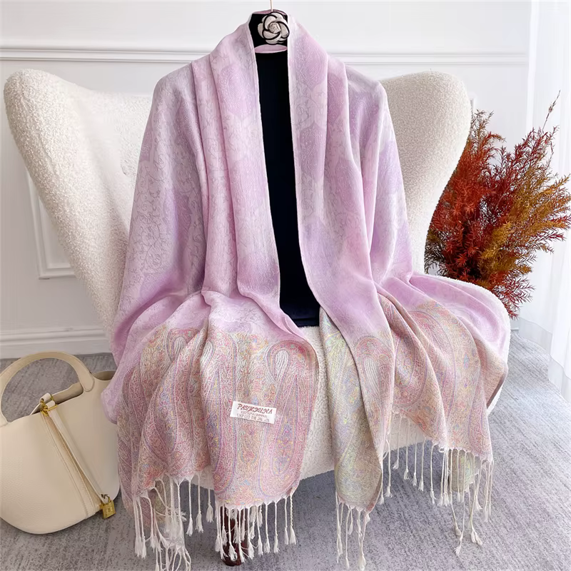 Marque de luxe automne cachemire Pashmina châle dame enveloppement chaud foulards en soie Design imp