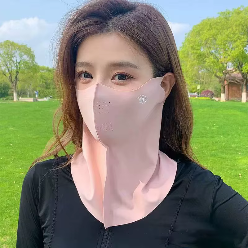 Voile de Protection solaire pour femmes, masque facial d'été, Protection UV, respirant, en soie glac