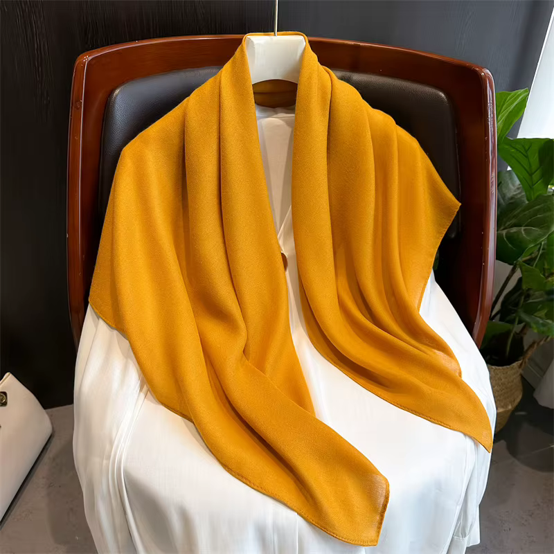 Foulards carrés 90*90cm pour femmes, couleur unie, coton et lin, foulard fin, hijabs pour femmes mus