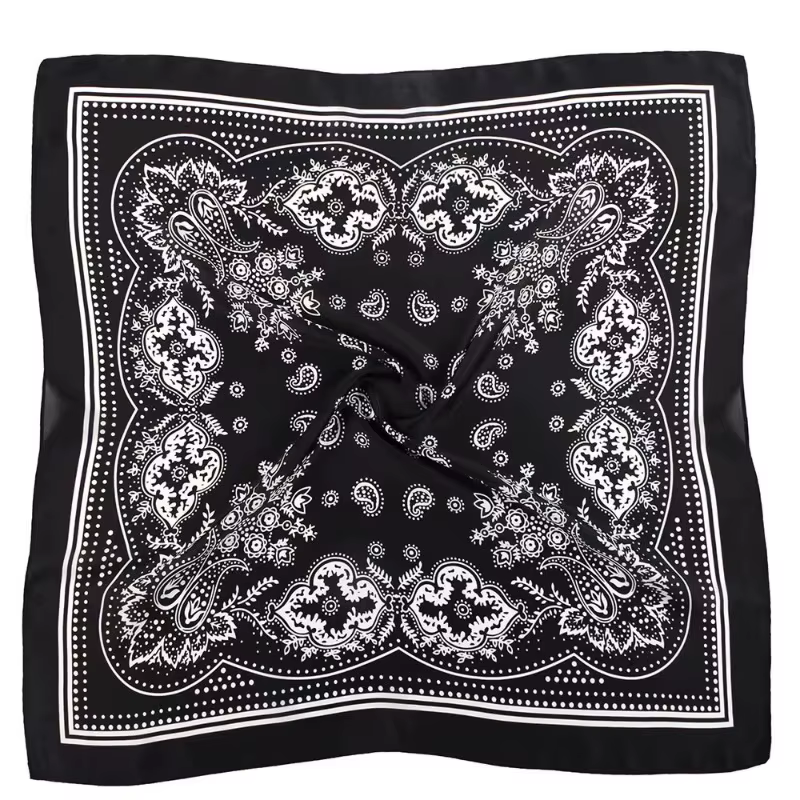 Femmes écharpe 70 cm noir Hip Hop Bandana foulard Paisley imprimé Hijab chapeaux poignet bandeau car