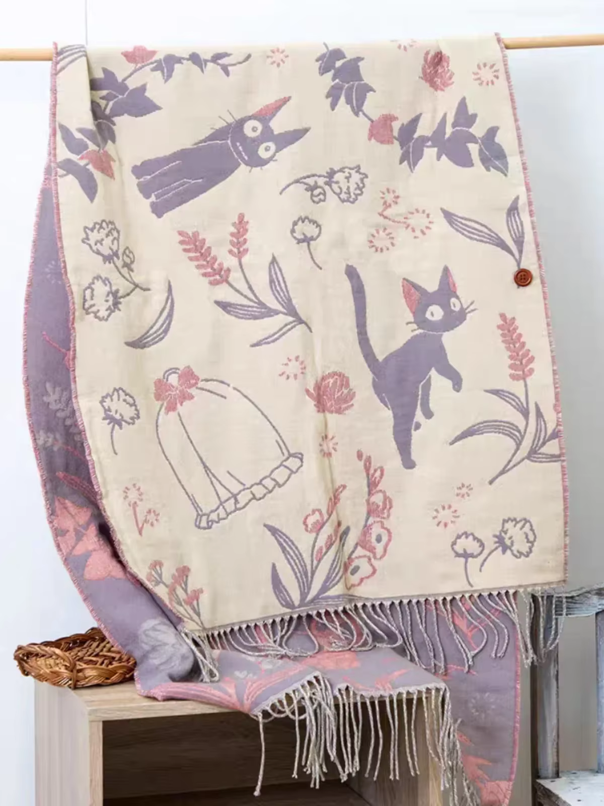 Niche Design écharpe châle à la mode polyvalent mignon dessin animé épaissi Double face hiver chaud 