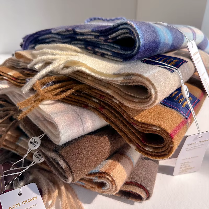 Écharpe en cachemire de luxe pour femmes, Foulard chaud à carreaux, châles féminins, enveloppes en l