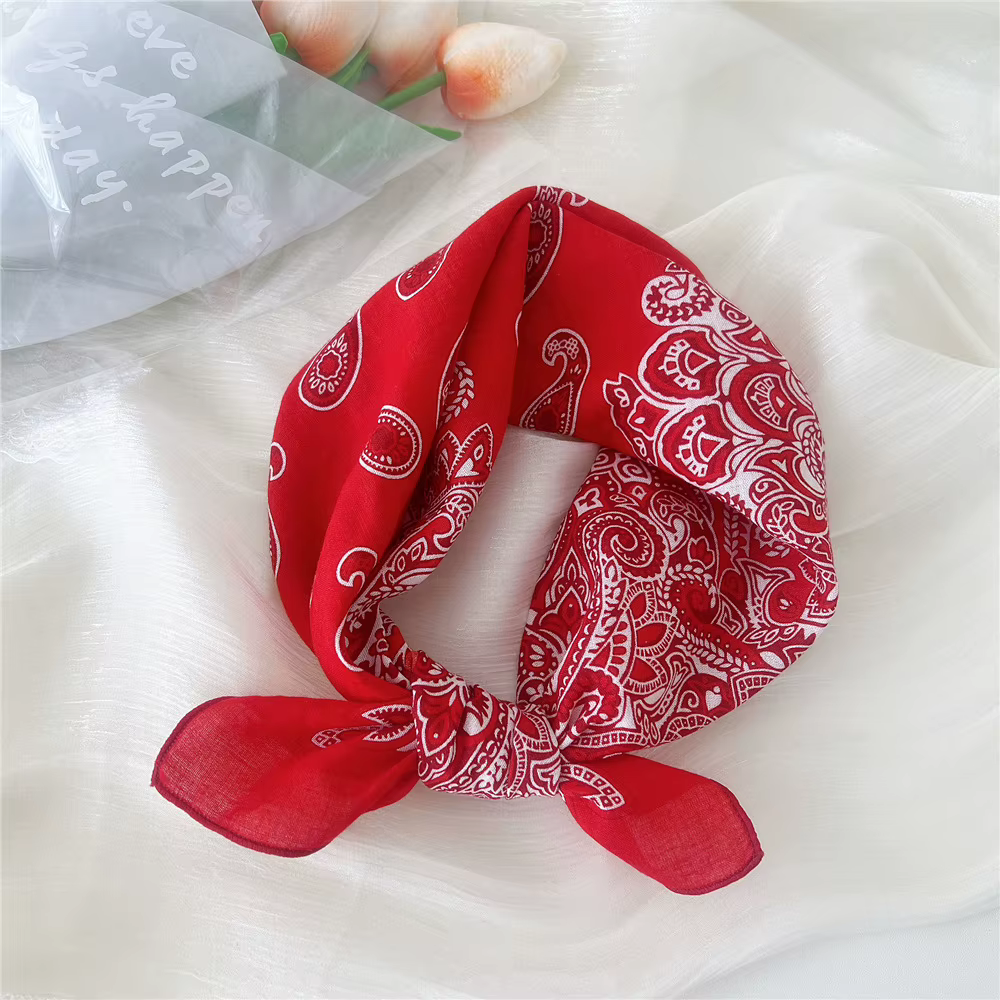 Foulard carré en coton et lin pour femmes, 55cm, Paisley, été, automne, fin, Style frais, respirant,