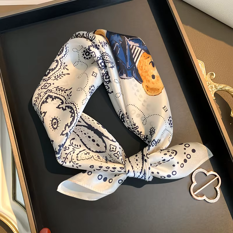 Écharpe 100% soie de mûrier pour femme, motif Paisley rétro, en satin, carrée, polyvalente, utilisab