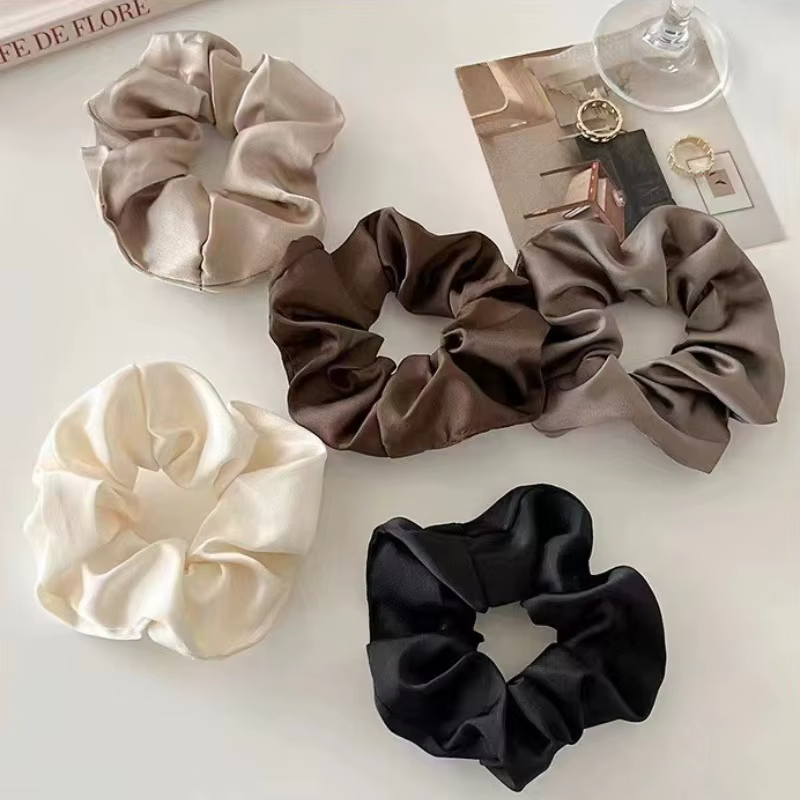 Chouchous en Satin de soie Vintage, 1 pièce, bandes élastiques pour cheveux, couleur unie, couvre-ch