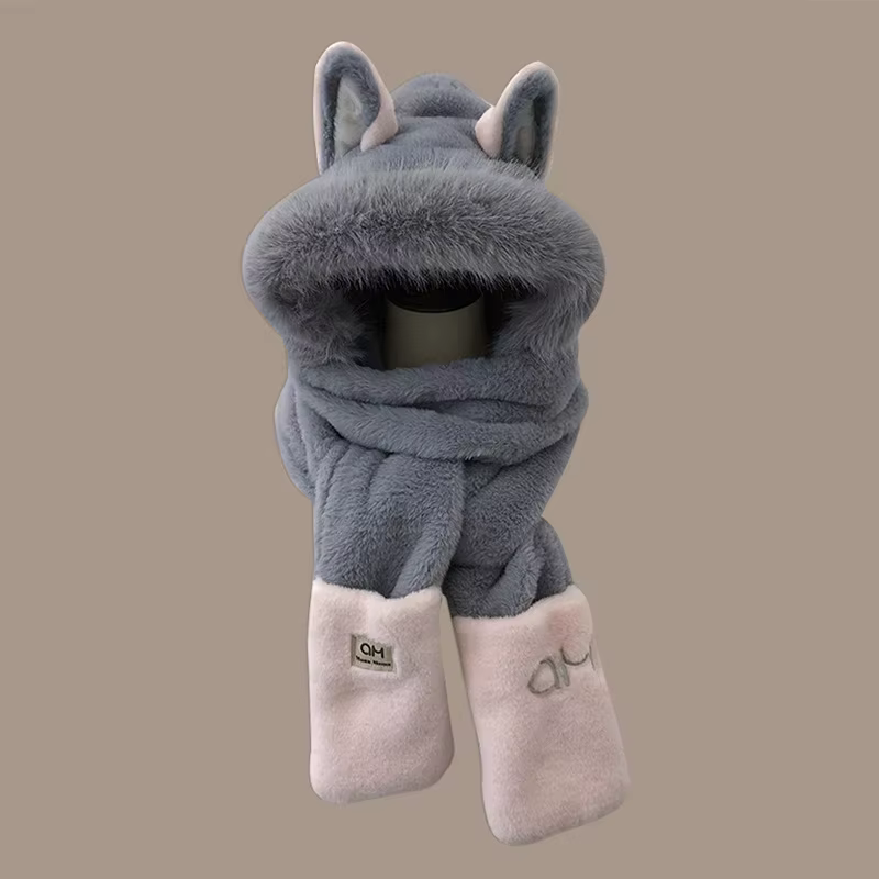 Écharpe de protection des oreilles chaude en forme de renard pour l'extérieur, chapeau en peluche un