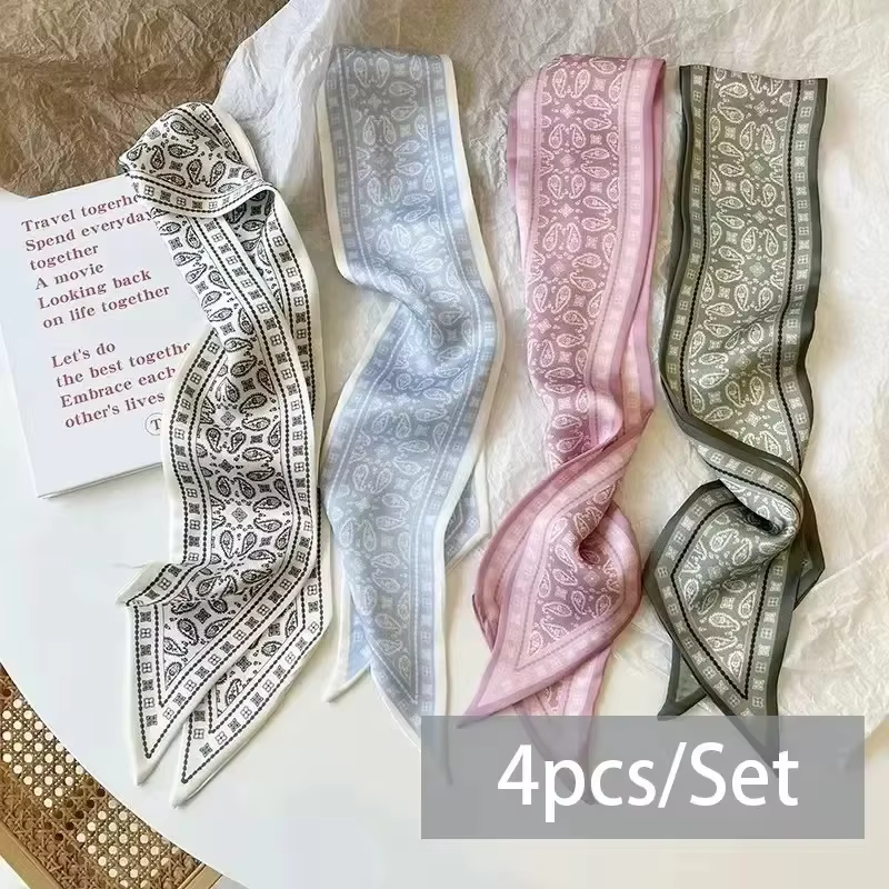 Ensemble série foulard en Satin de soie pour femmes, bandes de cheveux en tissu, accessoires de coif