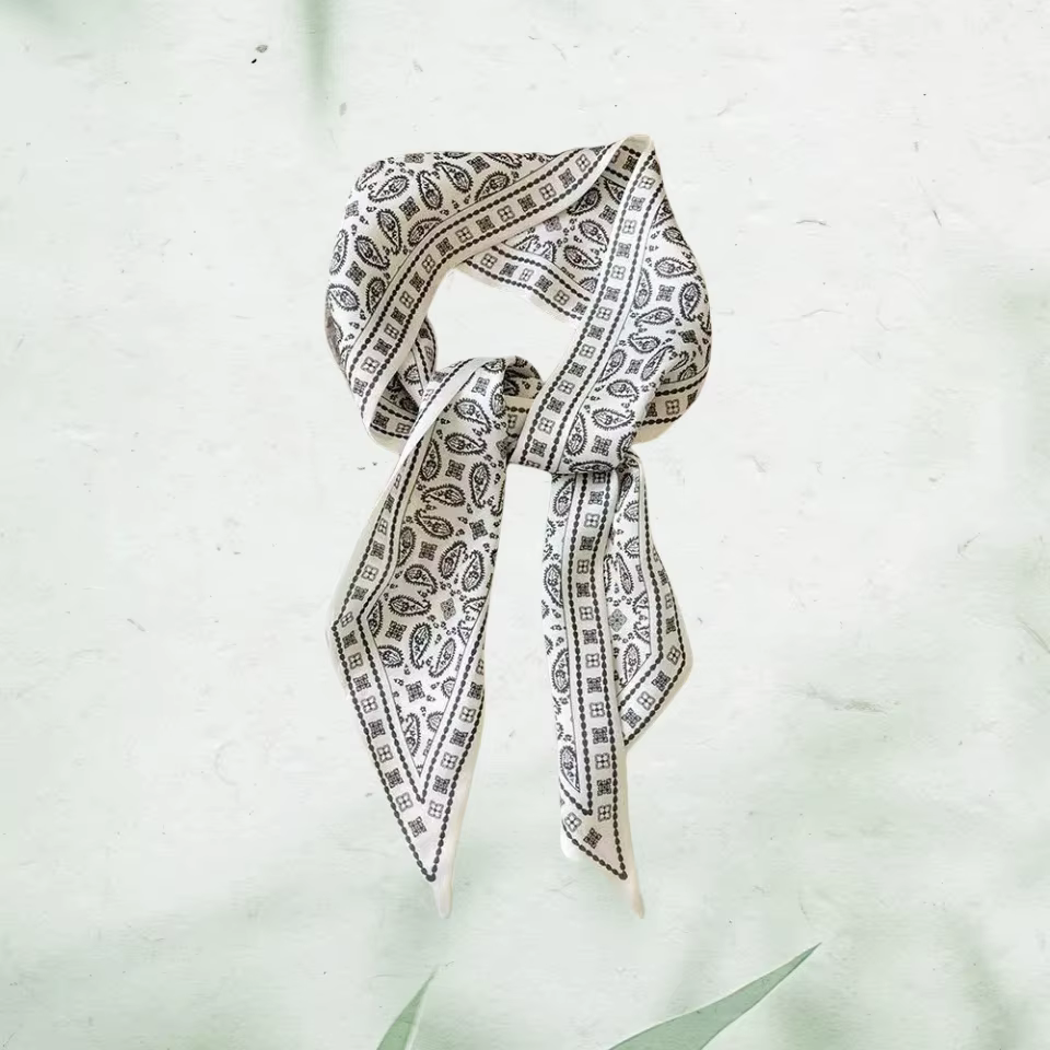 Foulard fin à motif cachemire pour femme, bandeau pour cheveux, ruban décoratif vintage, accessoire 
