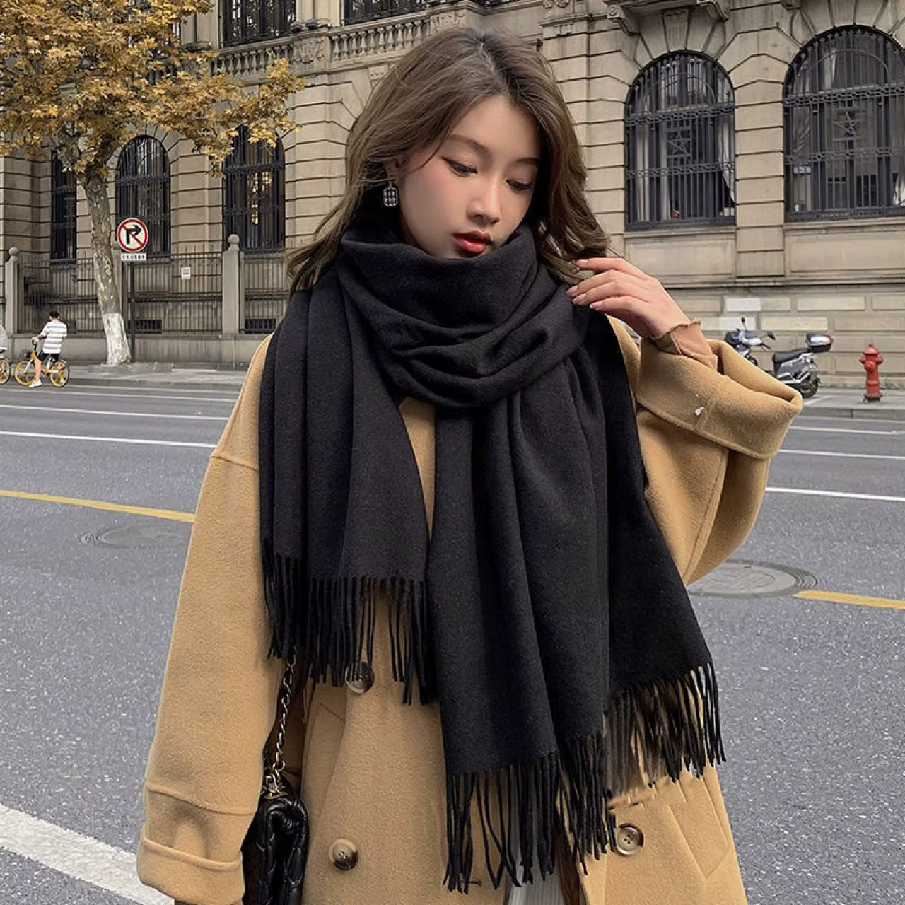 Nouvelles foulards d'hiver pour femmes écharpe en cachemire femme noir dames hiver écharpe en laine