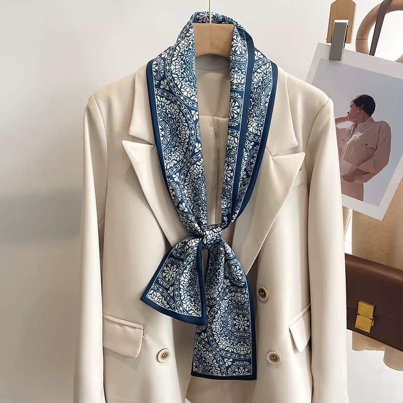 50 couleurs nouvelles femmes soie sensation imprimé Design écharpe châle mode luxe longue étroite pe